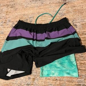 Chubbies Black/Purple/Green Striped Shorts